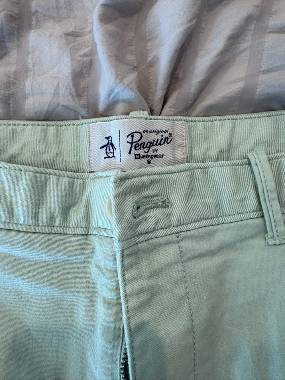 Original Penguin Mint Green Chino Shorts with Light Blue Lining